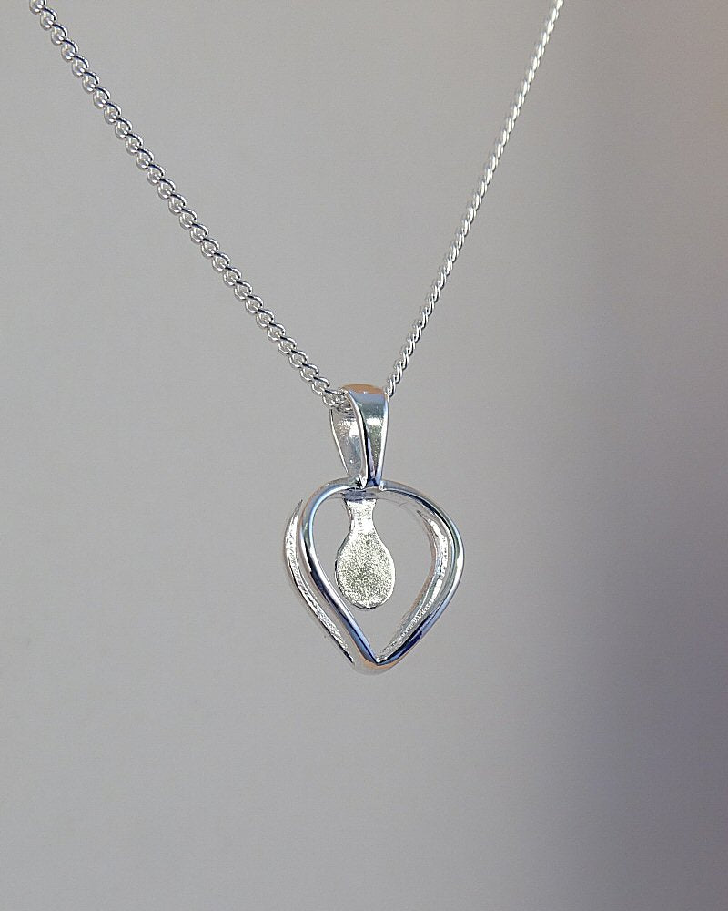 Simple Silver 925 Heart Pendant setting To Fit A 5mm Cabochon