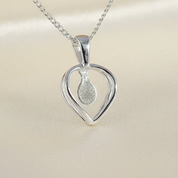 Simple Silver 925 Heart Pendant setting To Fit A 5mm Cabochon