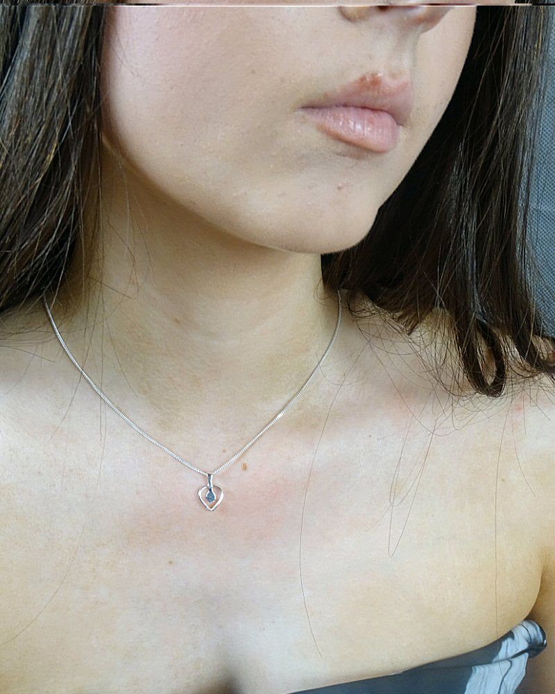 Simple Silver 925 Heart Pendant setting To Fit A 5mm Cabochon