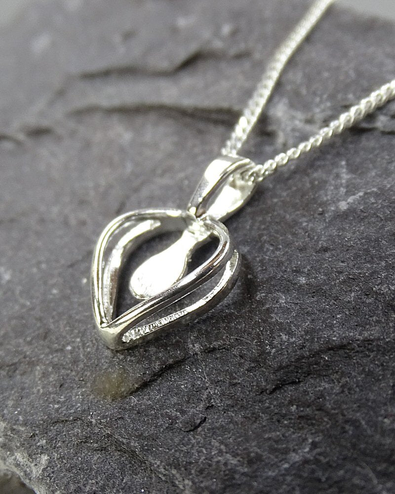 Simple Silver 925 Heart Pendant setting To Fit A 5mm Cabochon