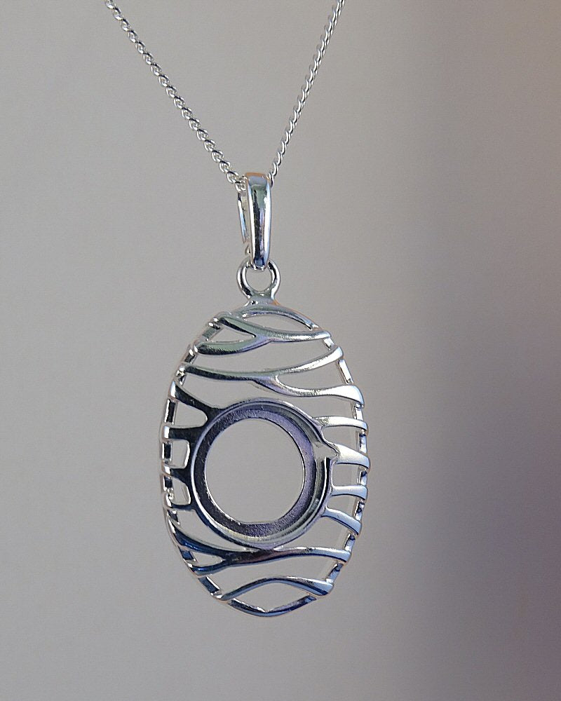 Modern Silver 925 Pendant Cabochon Setting for 10mm stone