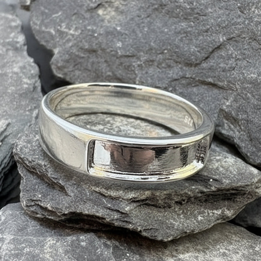 Gents Silver Ring With Channel For Resin Or Stones