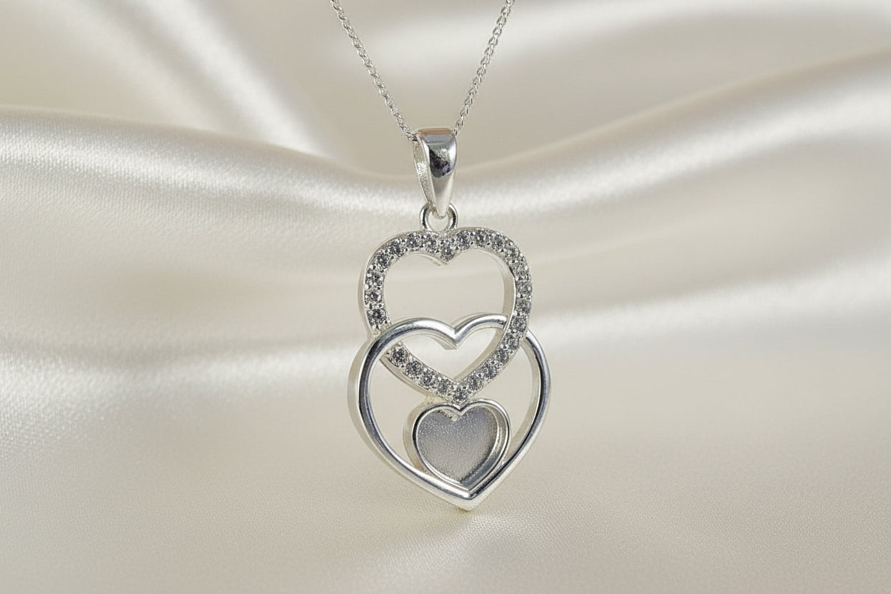 silver triple heart pendant