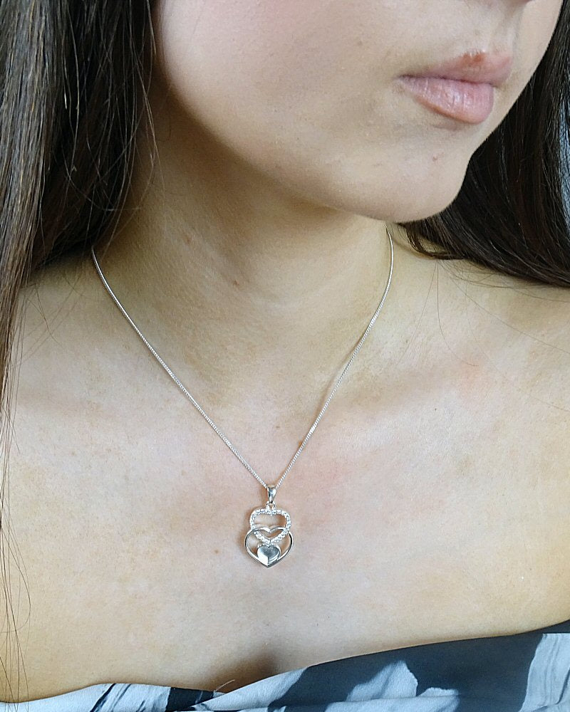 Silver Triple heart Pendant Small Version Ready For Resin Or Cut Your Own Stones