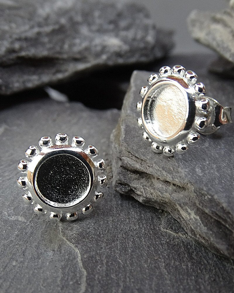 6mm Cabochon Silver Stud Settings