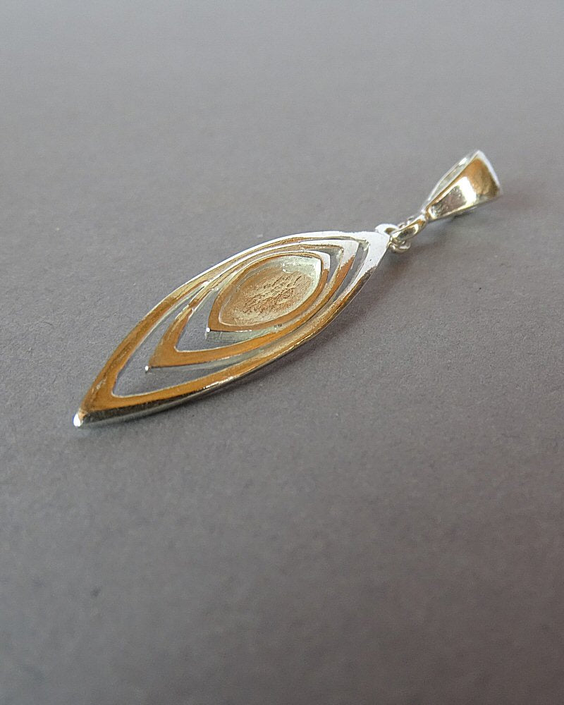 Solid Silver Modern Style Pendant Suitable For Stones Or Resin