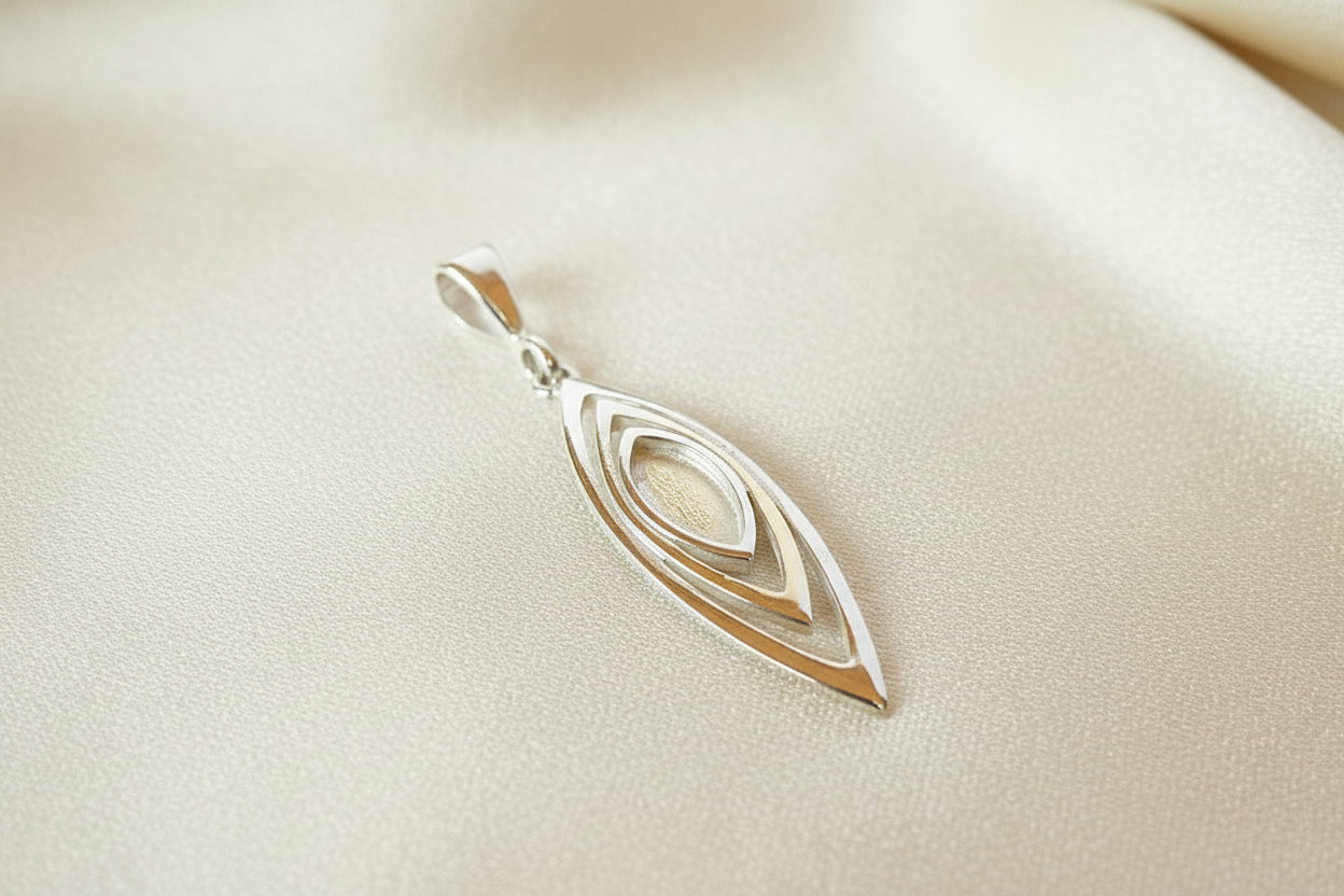 Solid Silver Modern Style Pendant Suitable For Stones Or Resin