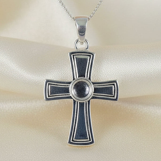 Silver Cross To Fit Cabochon 5mm