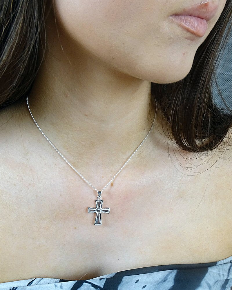 Silver Cross To Fit Cabochon 5mm