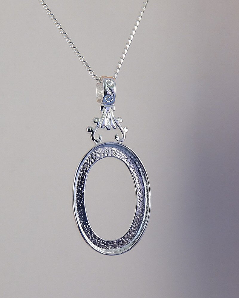 double sided silver pendant setting