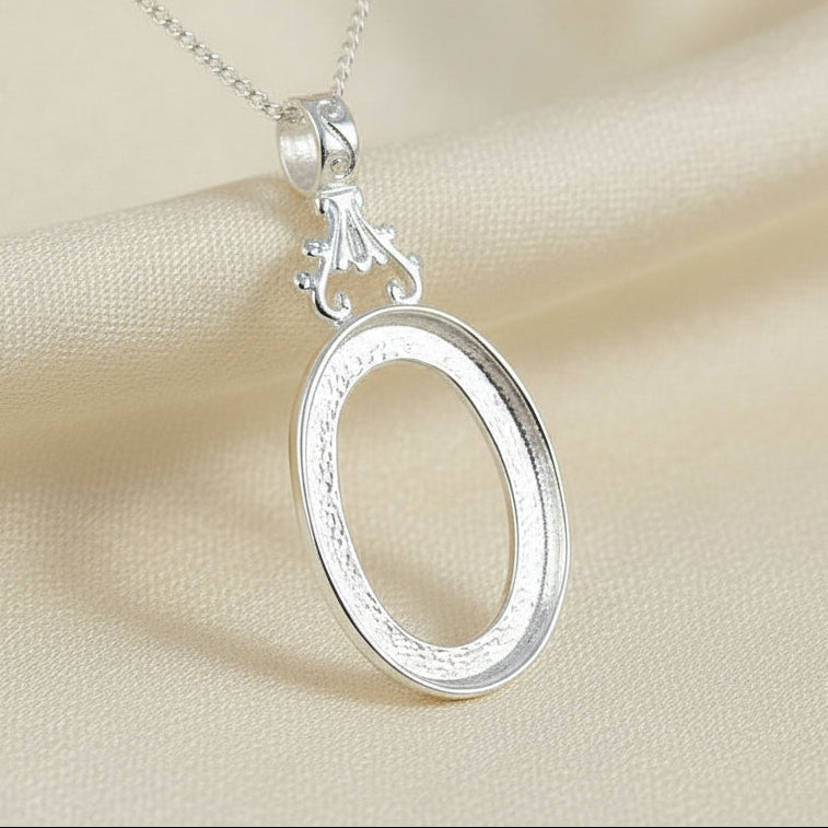 double sided silver pendant setting