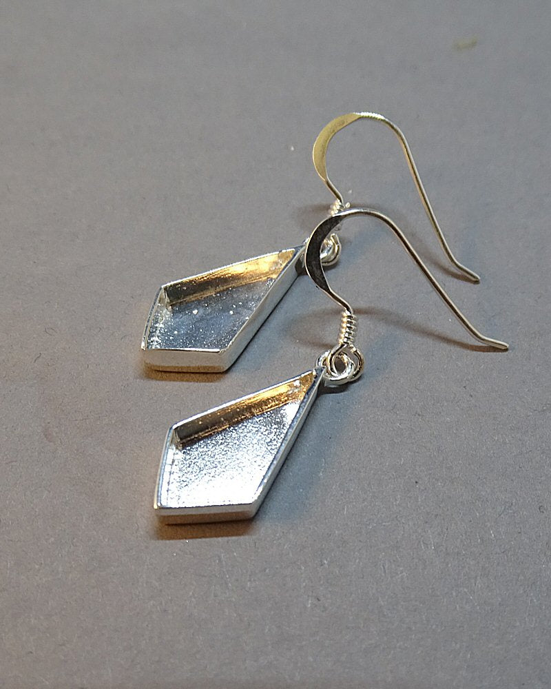 Solid silver kite shape drop earrings for stones or resin