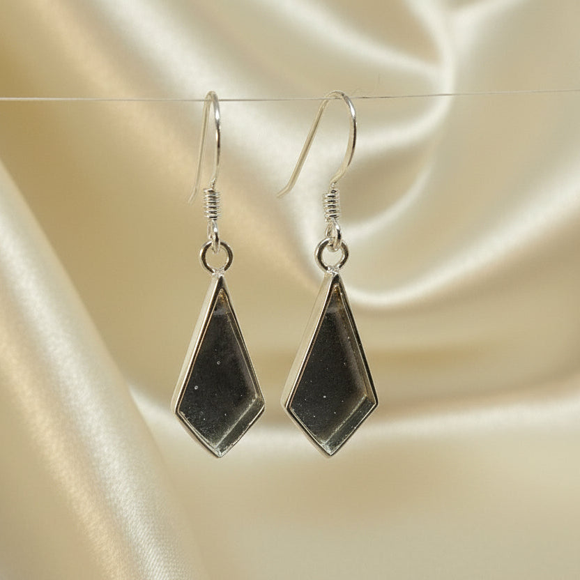 Solid silver kite shape drop earrings for stones or resin