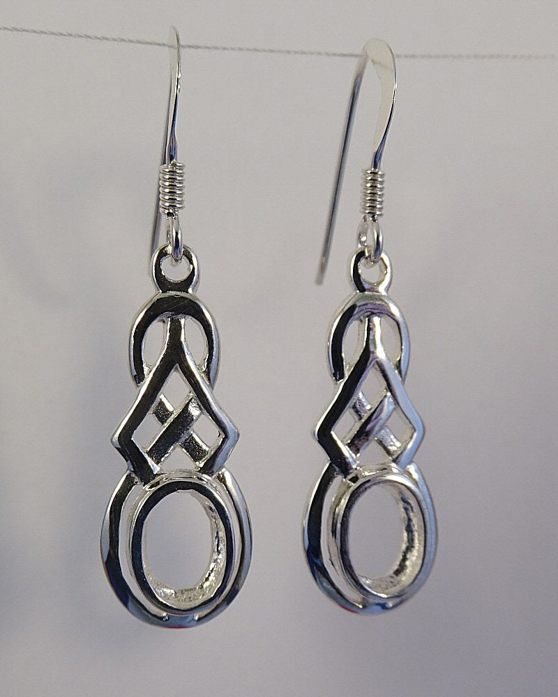 Celtic Silver Drop Fitting For 7x5 Cabochon