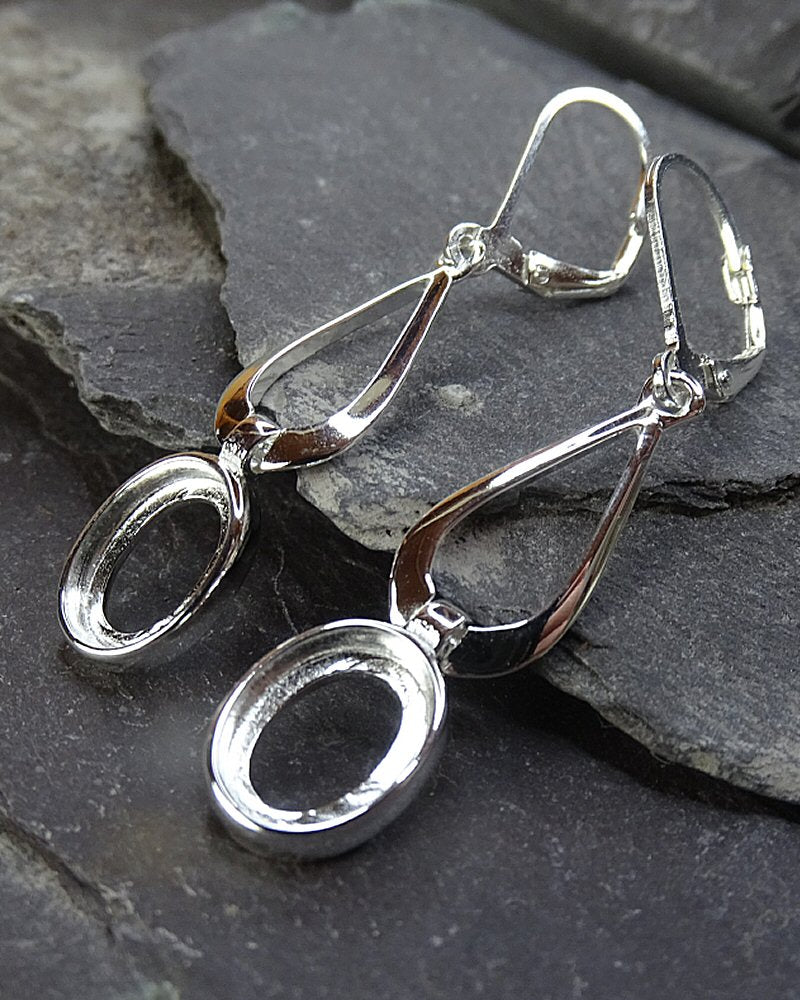 Silver Drop Earring For 10x8 Cabochon