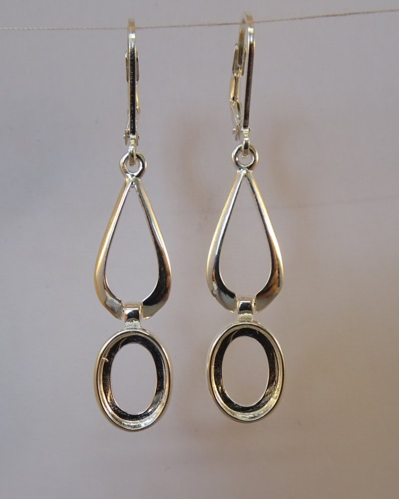 Silver Drop Earring For 10x8 Cabochon