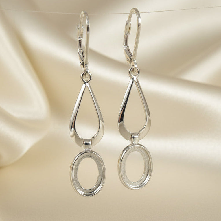 Silver Drop Earring For 10x8 Cabochon