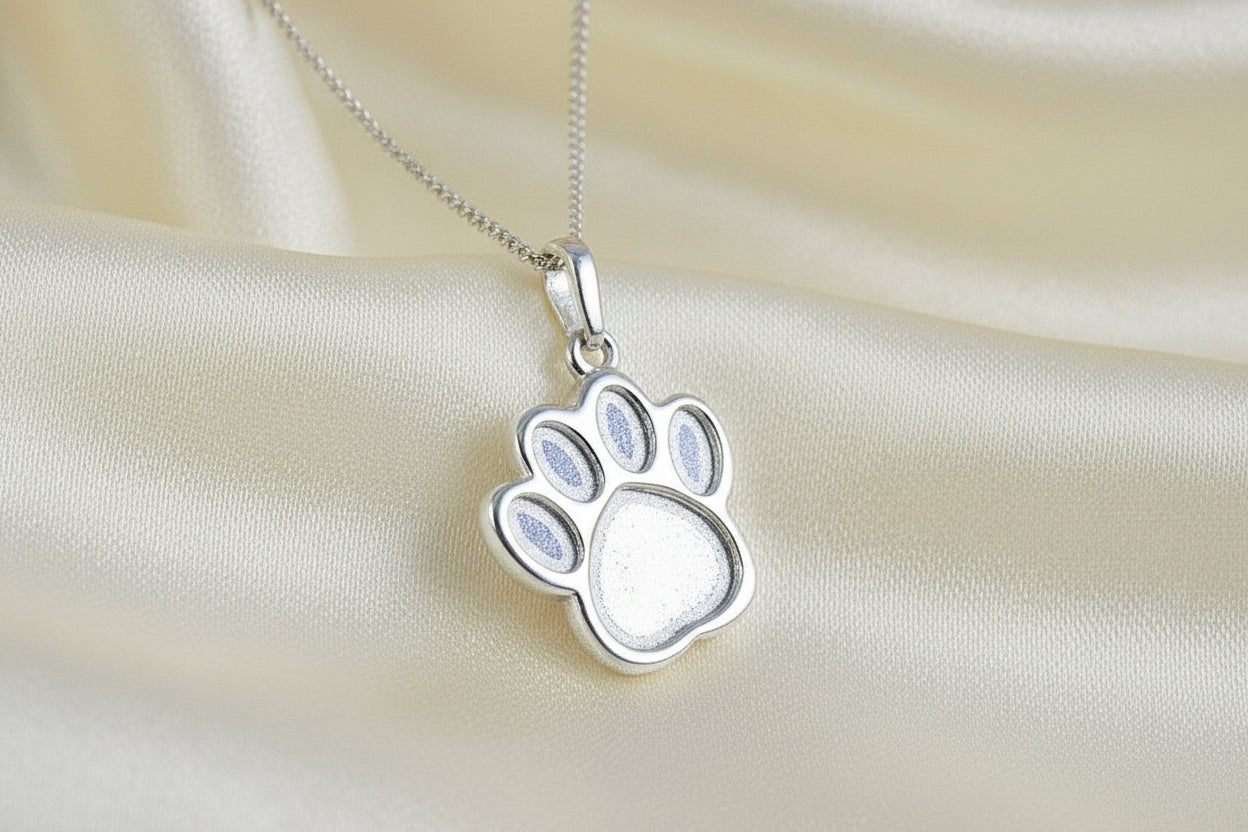 Solid Silver Dog Paw Pendant Blank Suitable For Resin
