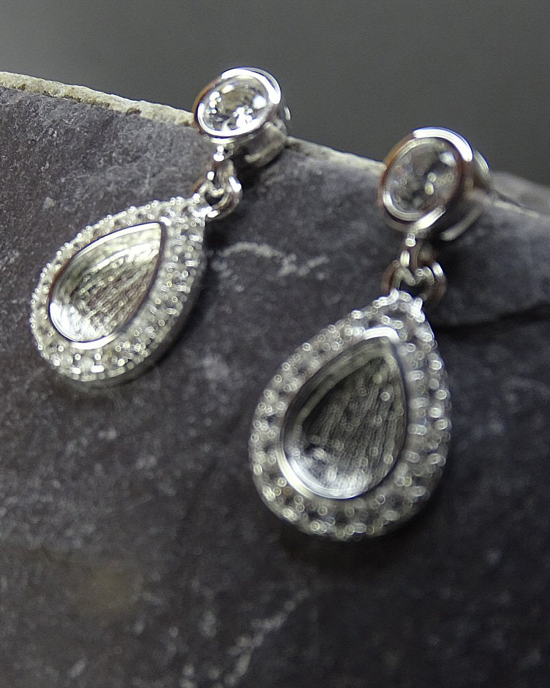 Teardrop CZ Drop Earrings Suitable For Resin