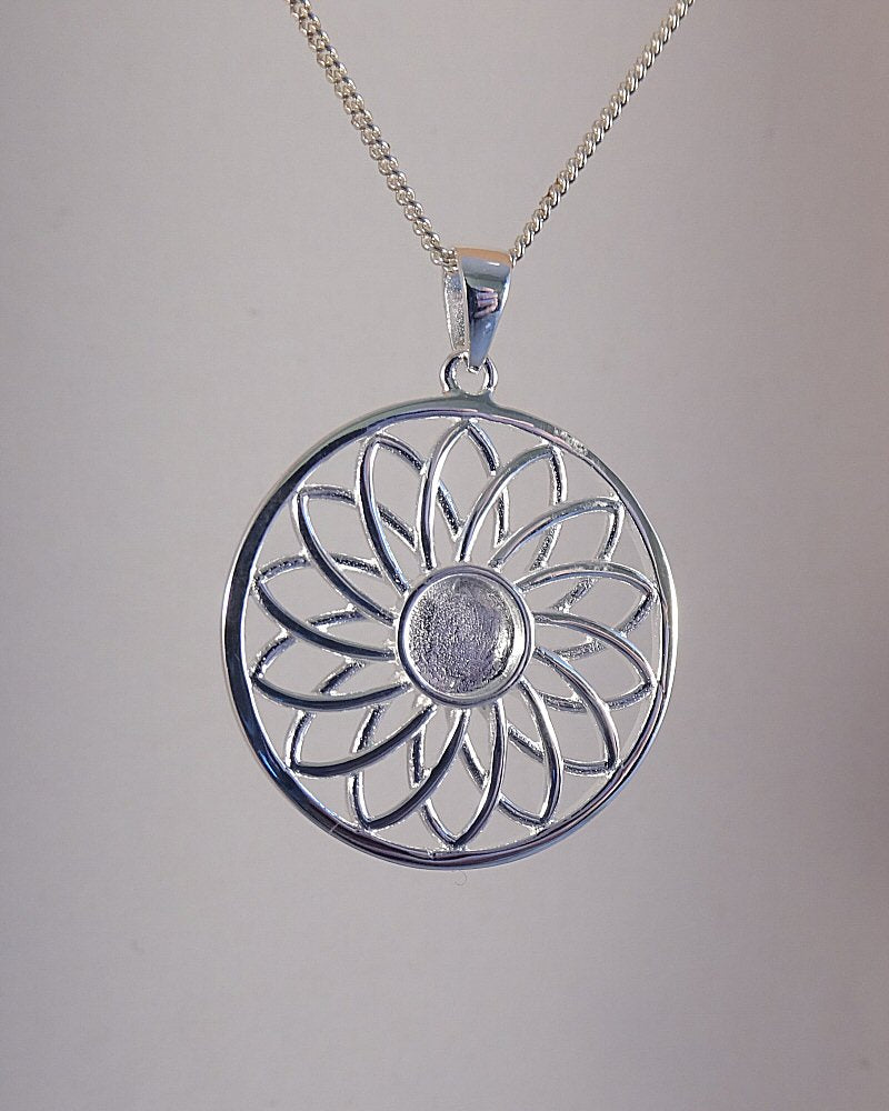 silver pendant for resin o 6mm cabochon