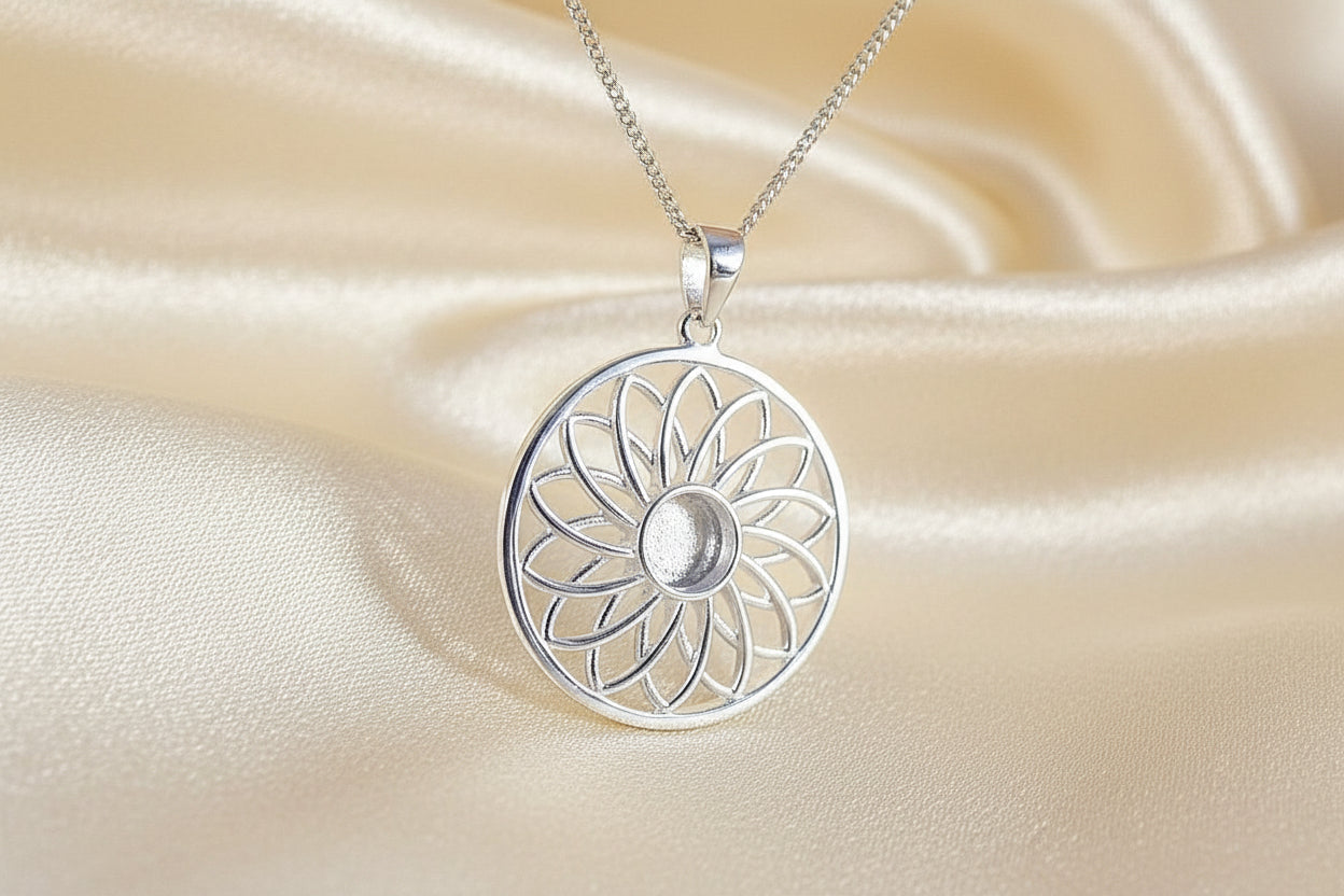 silver pendant for resin o 6mm cabochon