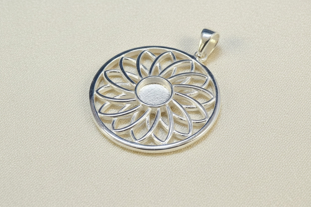 Modern Design silver Pendant To Fit 6MM Cabochon or Resin