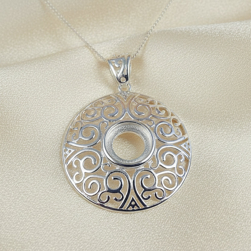 large silver unset pendant for 10mm cabochon