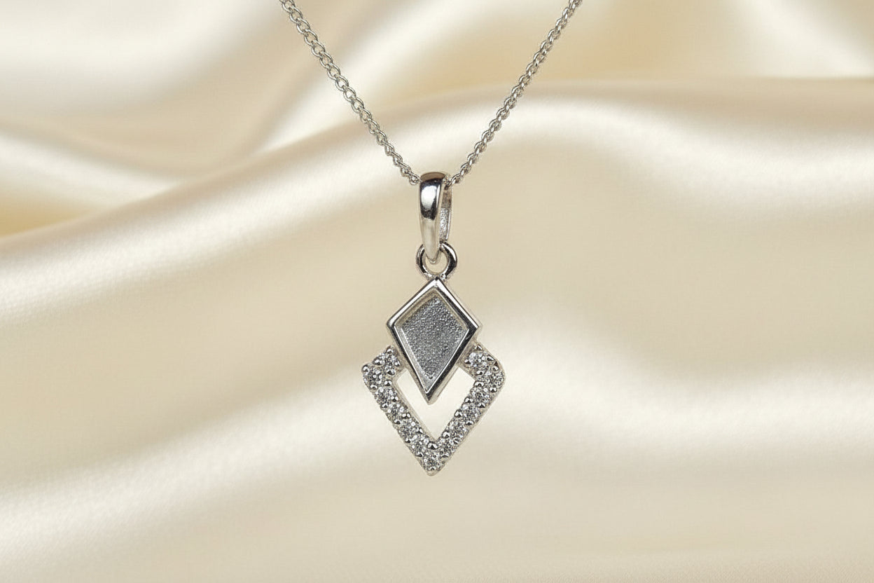 Silver kite shape pendant blank with cz for resin