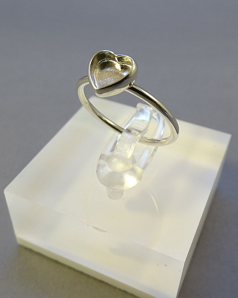 silver heart stacker ring for resin