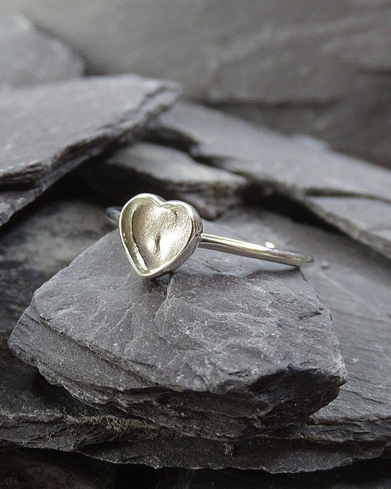 Simple Silver Heart Stacker Ring