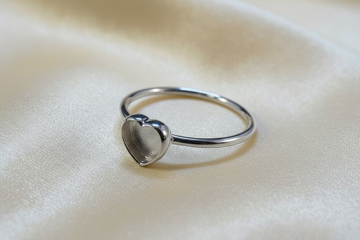 Simple Silver Heart Stacker Ring