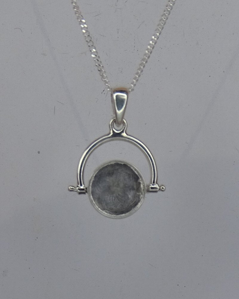 Solid silver fob pendant setting to take two 10mm cabochons