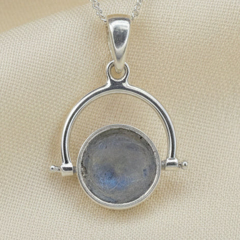 Solid silver fob pendant setting to take two 10mm cabochons