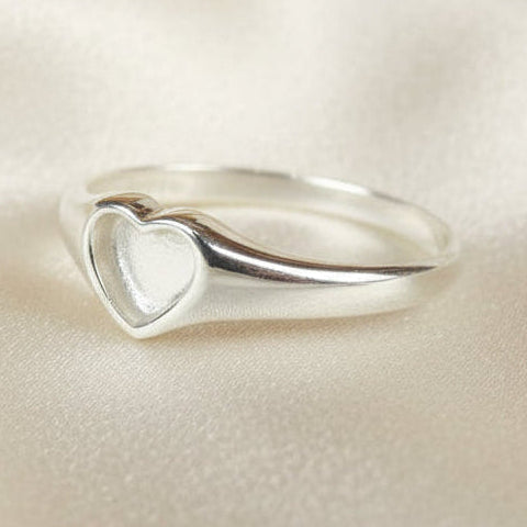 Ladies silver heart ring mount Suitable For Resin