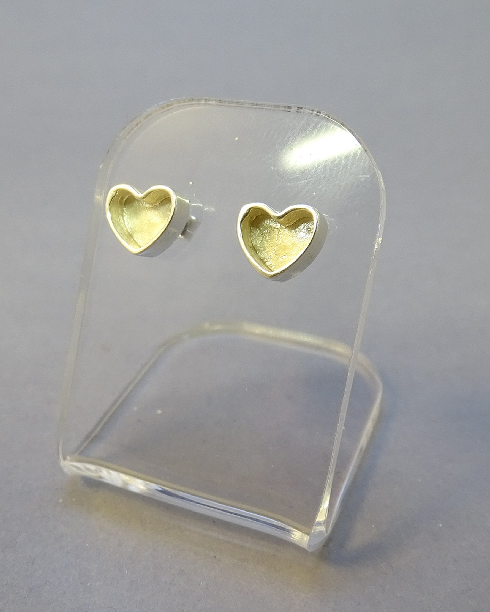 Small Silver Heart Studs Suitable For Resin Or Cut Your Own Stones