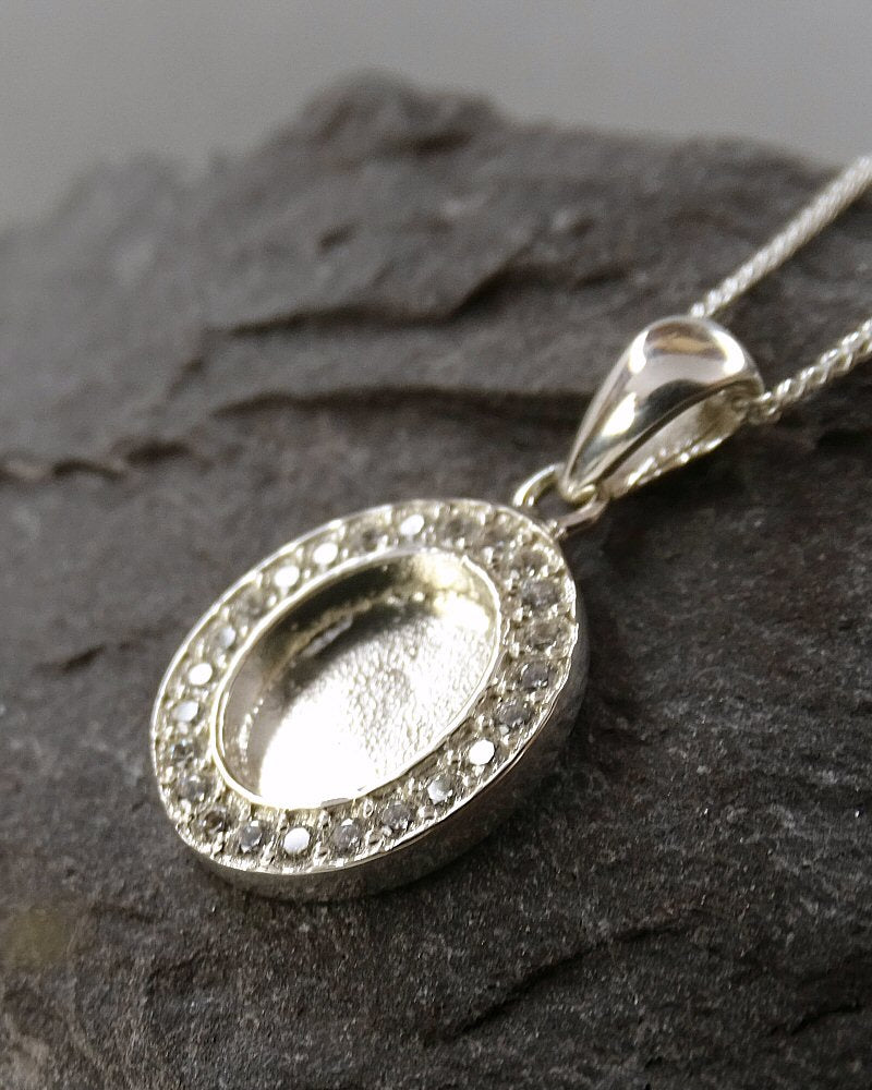 Stunning Silver Pendant For 10x8 with CZ Surround