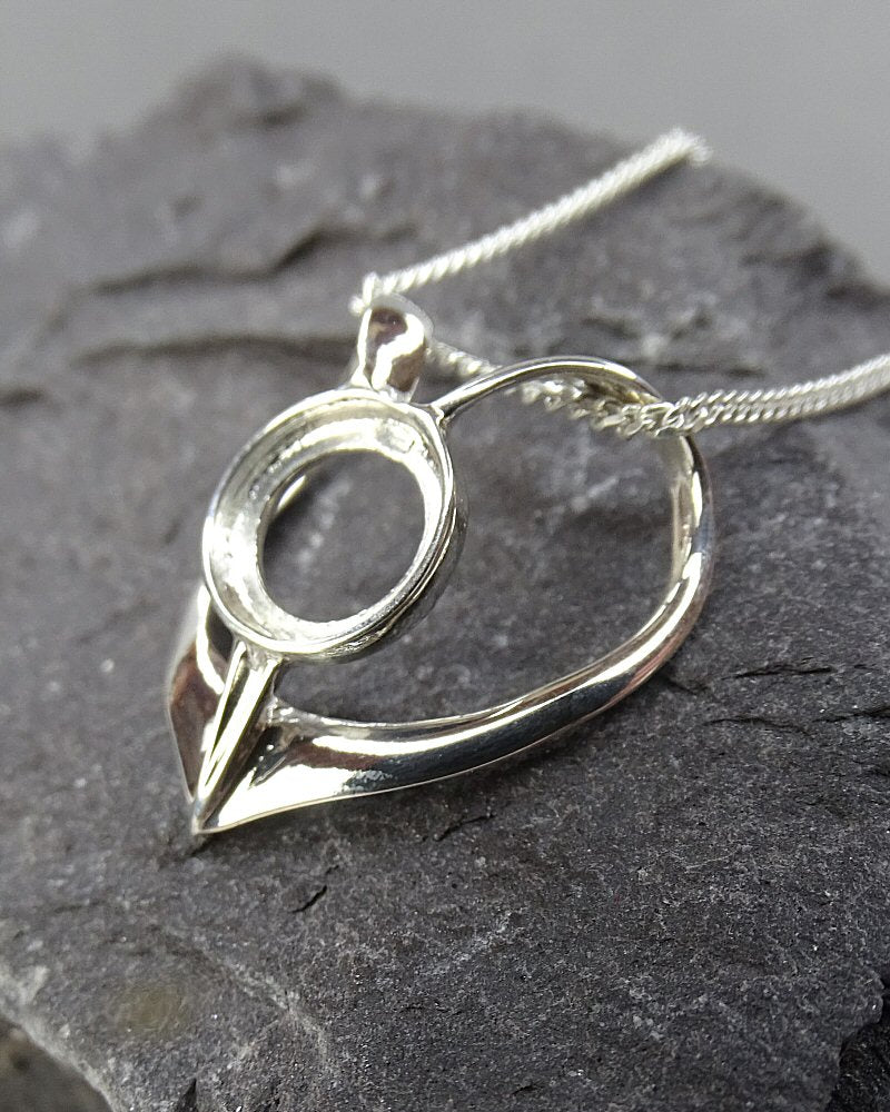 Simple Silver 925 Heart Pendant For 8mm Cabochon