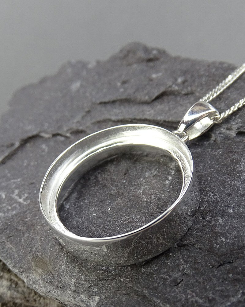 Double Sided Silver Pendant Mount For 20mm Stone