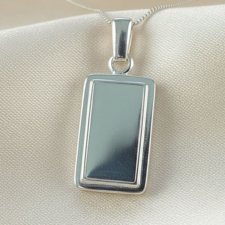 solid back rectangular silver pendant for resin