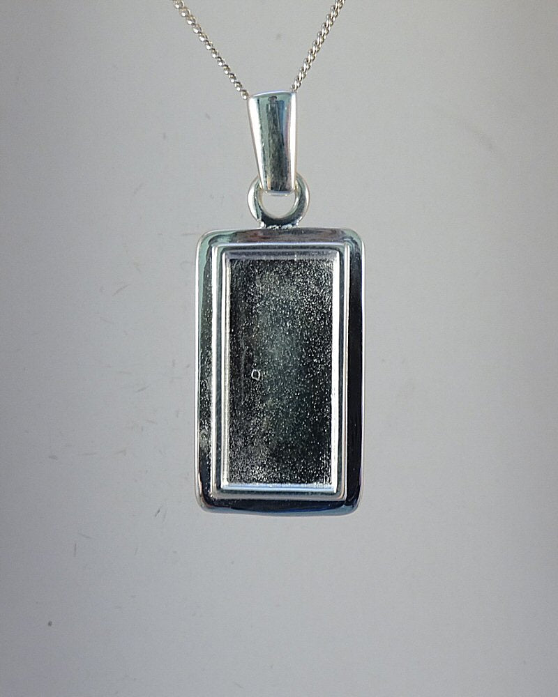solid back rectangular silver pendant for resin