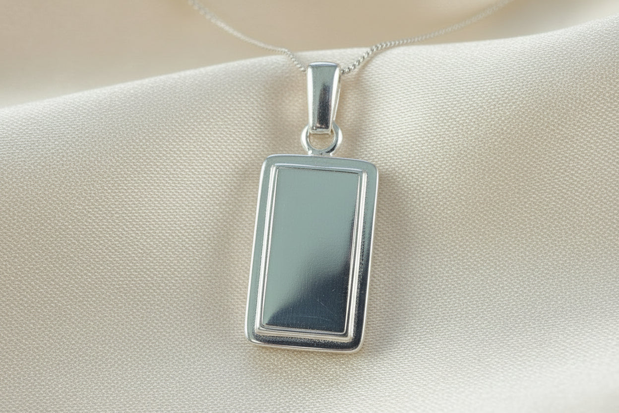 solid back rectangular silver pendant for resin