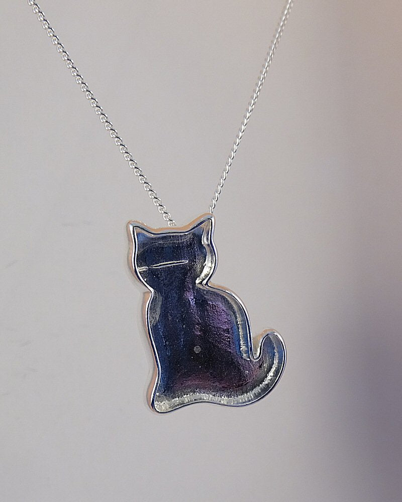 silver cat memorial pendant blank