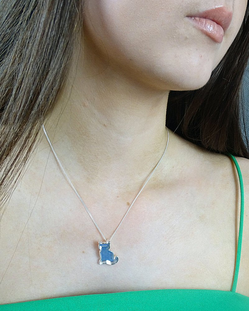 Solid Silver Cat Pendant for resin