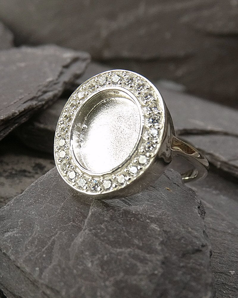Stunning Silver Ring To Fit 10X8 With CZ Surround