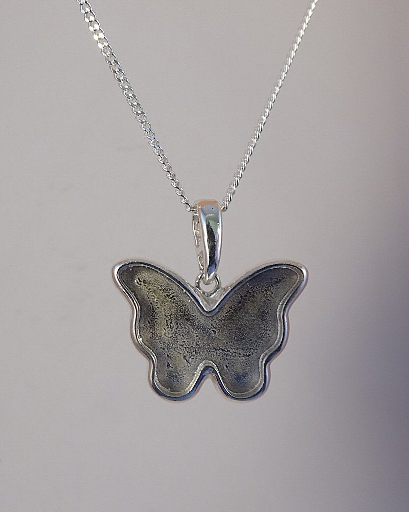 solid back silver butterfly pendant for resin