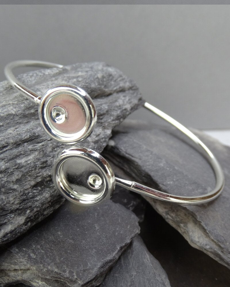 Solid Silver Bangle For 10mm And 8mm Cabochons