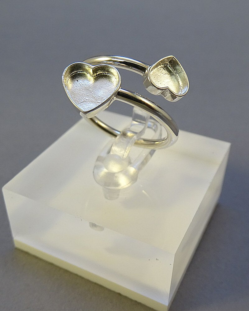 double heart adjustable ring blank