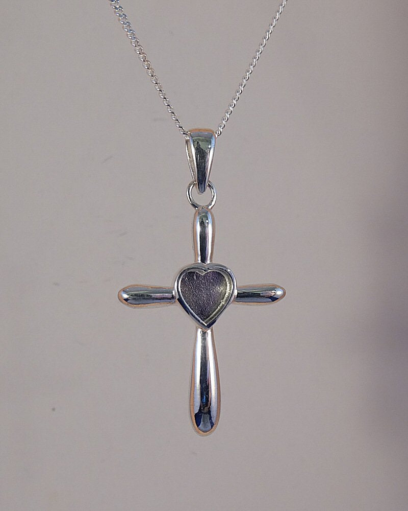 Silver Heart Cross Setting For Stones Or Resin