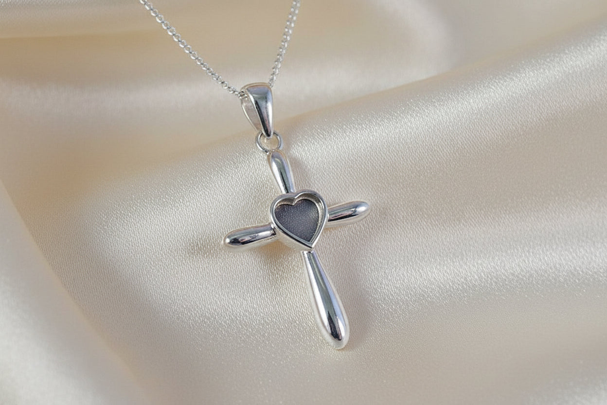 Silver Heart Cross Setting For Stones Or Resin