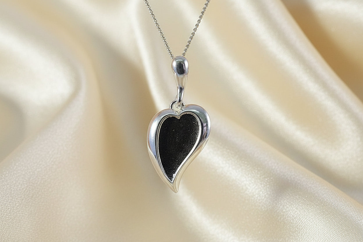 Solid Silver Stylish Heart Pendant Setting For Resin